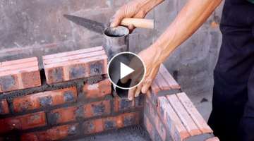 Design a wood stove / Build a beautiful multi-purpose wood stove from red brick + cement