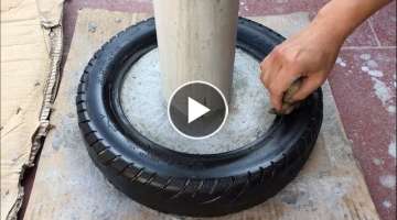 Great Technique for making Coffee tables from Tires and White Stones | Cement ideas step by step