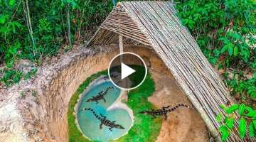 Build the most Amazing Secret Crocodile Pond Underground in Deep Jungle By Ancient Skills