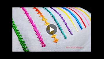 10 Colorful Basic Hand Embroidery Border Stitches for Beginners-79,Hemline Embroidery, #Miss_A