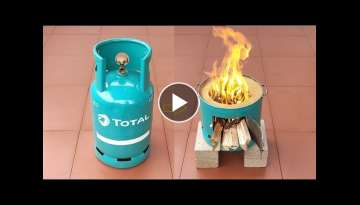 Multi purpose wood stove a creative idea from cement and old gas cylinders