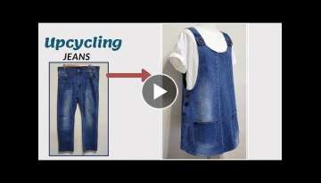 DIY Upcycling Jeans/청바지 리폼/원피스/Apron/청치마/Denim Dress/Reform Old Clothes/앞...