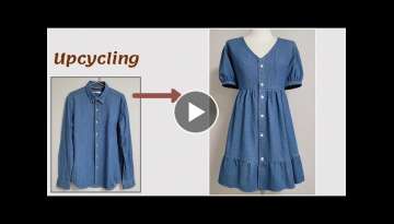 DIY 청남방 리폼/Upcycling Denim Shirt/원피스/Dress/셔츠/Reform Old Clothes/안입는...
