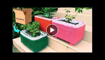Amazing flower pot making at home with carton and bubble sheet | How to make flower pot