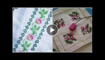 Top Class Trendy Cross Stitches Table Cover Cushion And Bed Sheets Designs Awesome Collection