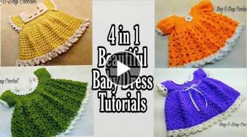 Easy crochet baby dress | 4 in 1 Crochet dress tutorials | Bag O day Crochet Tutorial