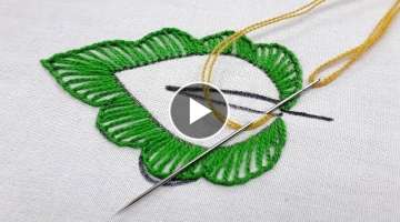 Buttonhole Leaf stitch design tutorial/hand embroidery leaf stitch design