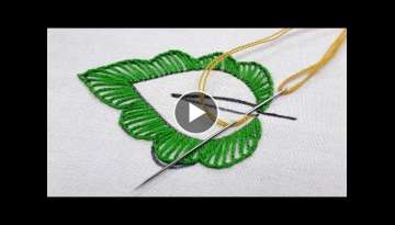 Buttonhole Leaf stitch design tutorial/hand embroidery leaf stitch design