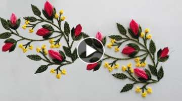Hand Embroidery: Rose Bud Embroidery With Safety Pin Technique -