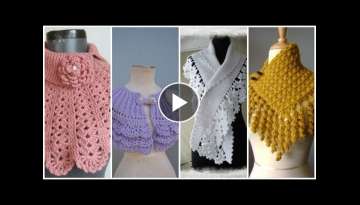 Trendy crochet knitted charm lace caplet cowl scarf design for ladies/winter collection