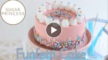 Wunderhübsche, einfache Konfetti Geburtstagstorte / Funfetti Cake | Rezept von Sugarprincess