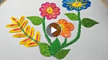 Hand Embroidery | Flower Embroidery With Buttonhole Stitch | Hand Embroidery For Beginners