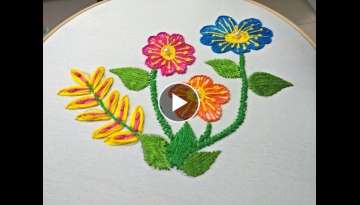 Hand Embroidery | Flower Embroidery With Buttonhole Stitch | Hand Embroidery For Beginners