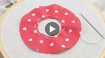 Super Easy Flower Craft Idea with Fabric - Hand Embroidery Design - Amazing Trick - Sewing Hack -...
