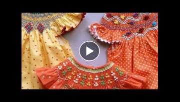 Baby girl embroidery smocking dress designs/ by Kushi maqbool ideas