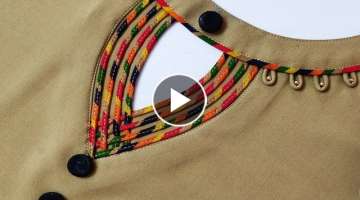Unique and Trendy Neck Design Cutting and Stitching with Dori Loops || Neck Design for Kurti/suit