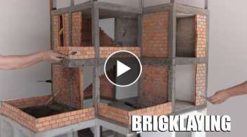 How to Make a reinforced CONCRETE HOUSE || BRICKLAYING