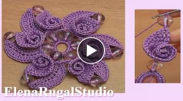3D Spiral 6-Petal Crochet Flower