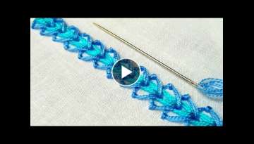 Hand Embroidery :Double Heavy Chain Stitch | border design # 74.