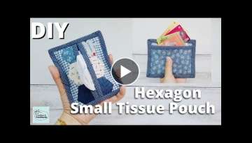 DIY Small Pouch with tissue pocket | How to sew simple easy pouch | Hexagon Patchwork{susanhandma...