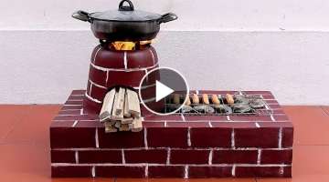How to make a beautiful 2-in-1 wood stove from red brick and cement - Ideas for a wood stove