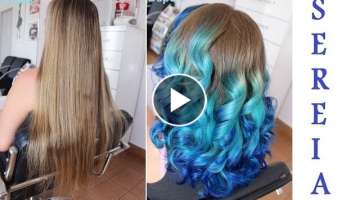 Cabelo de Sereia Degrade de (Azul) Ombre Hair Colorido por Rafael Secolin