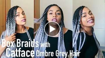 Box Braids with CatFace Ombre Grey Hair | Tutorial and Review