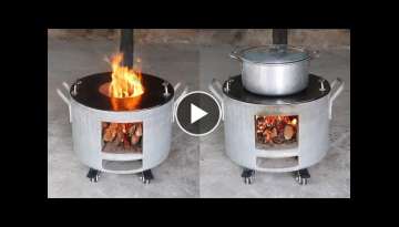 DIY wood stove / How to make a wood stove with cement and old pots and pans