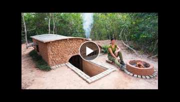 Complete DUGOUT Shelter Build | Bushcraft Camp With Brick & Wood Stove