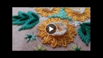 Hand embroidery of a flower pattern with zig zag chain stitch,easy and beautiful.