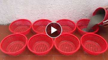 Amazing Idea With Plastic Baskets And Cement / Making Coffee Table At Home / Plastic Basket Tabl...