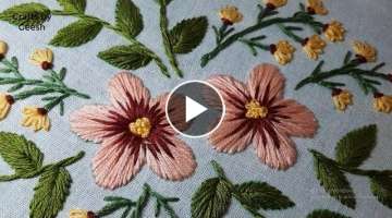 Hand Embroidery for Beginners - Flowers with Satin stitch and Laizy Daisy stitch