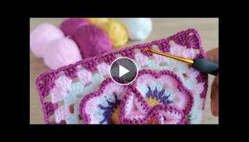Super easy 3D crochet motif TÄ±ÄŸ iÅŸi rengarenk 3 boyutlu motif