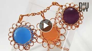Flowers | Springs wire | Pendant | Round cabochon | Stone without holes | How to do | DIY 581