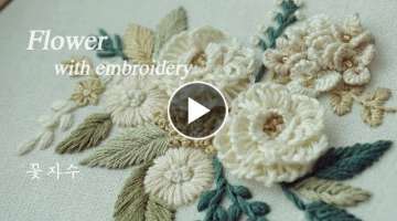 프랑스자수 sub) Flower Embroidery 꽃자수 caston stitch 3D