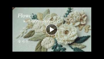 프랑스자수 sub) Flower Embroidery 꽃자수 caston stitch 3D