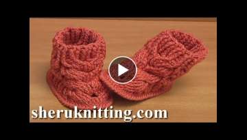 How to Make Crochet Cable Baby Boots Tutorial 58 Part 3 of 4 Wie man häkelt kabel babyschuhe