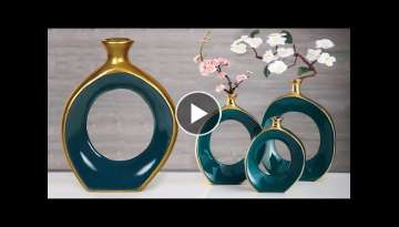 Cement Flower Vase making || Look like ceramic flower vase - সিমেন্ট দিয়ে �...