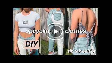 using tik tok DIY trends to UPCYCLE my old clothes