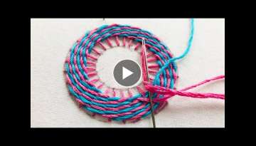 Hand Embroidery: Interlacing Wheel Stitch - Embroidery For Beginners - Colourful Embroidery
