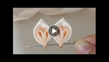 Amazing Ribbon Flower Work - Hand Embroidery Amazing Trick - Sewing Hacks - Easy Flower Making
