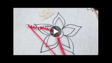 Flower embroidery tutorial|pearl flower tutorial|hand embroidery|embroidery for beginner