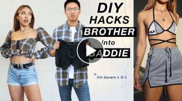 STEALING and UPCYCLING MY BROTHER’S CLOTHES DIY HACKS! | Nava Rose