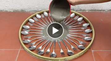 Amazing Technique Making Coffee Table And Flower From Silver Spoons And Cement / Garden Decoratio...