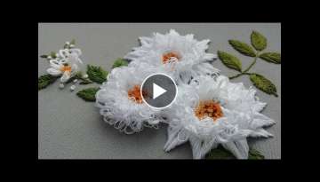 Beautiful White Flowers : 3D Embroidery | Easy Stitches