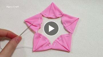 Super Easy Flower Making Idea with Fabric - Amazing Hand Embroidery Designs - Sewing Tips and Tri...