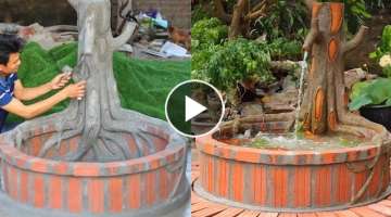 Garden Designs | Creative Aquarium under the Old Tree with Cement and Brick