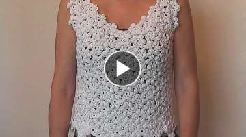 How to crochet flower tunic top Floral motif crocheted Part 2
