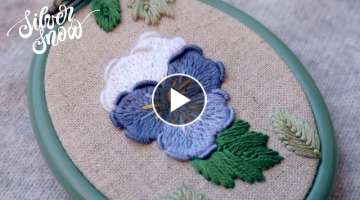 [프랑스 자수 ENG CC] Pansy Embroidery 팬지 꽃 자수