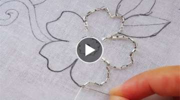 hand embroidery bead work flower | beading embroidery for dress